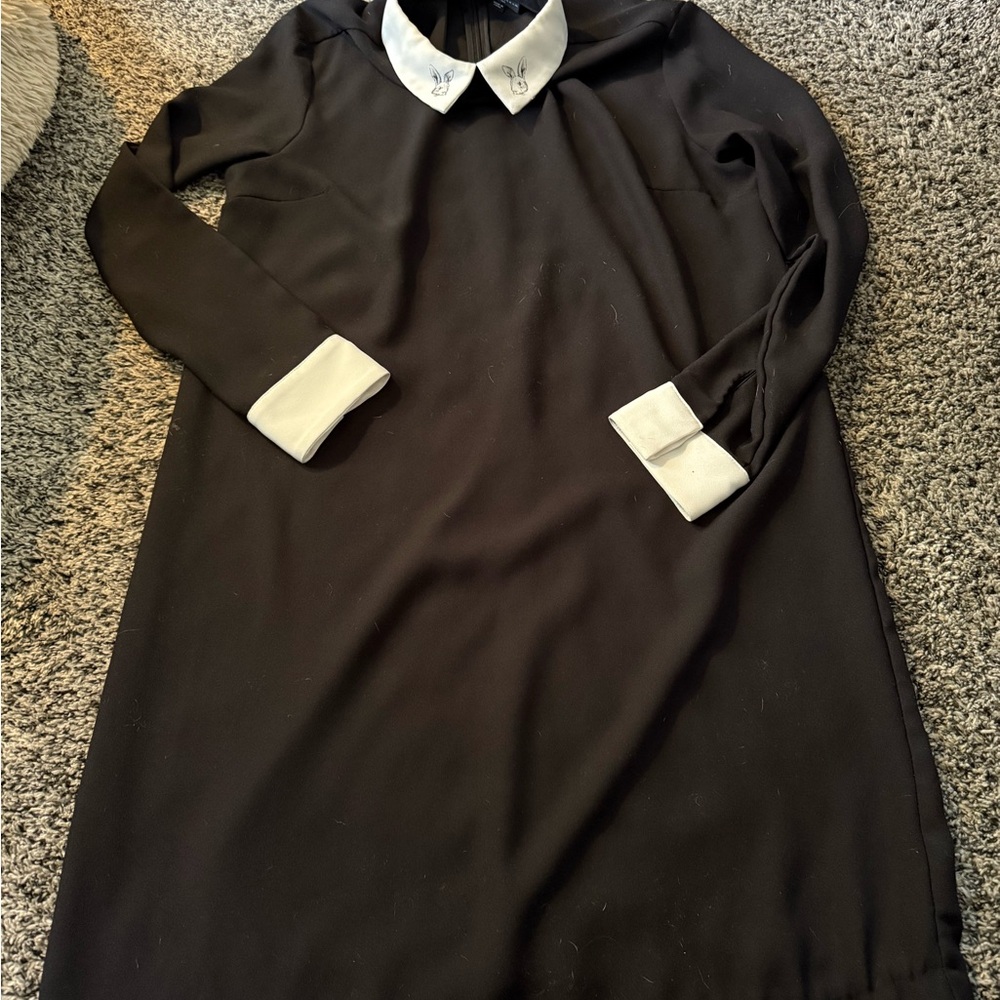 Black Dress with White Collar and Cuffs